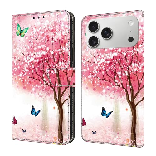 Étui iPhone 16e à rabat avec portefeuille intégré et protection intégrale en cuir rose