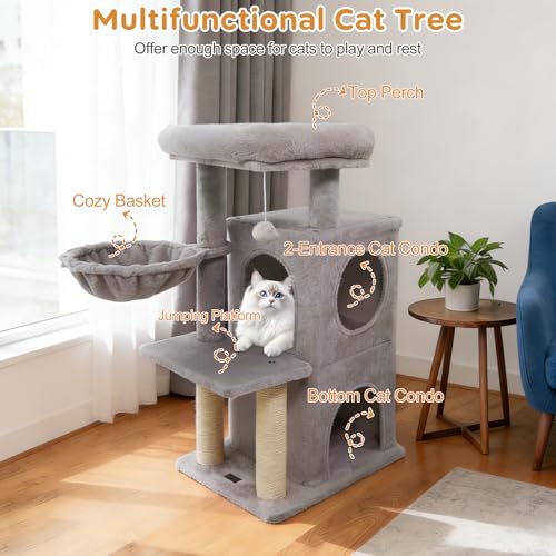 PETSITE árbol para gatos pequeño multi-niveles 33.5 pulgadas miniatura 3