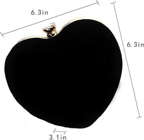 Miniatura 5 de Reberomantic Bolso de noche en forma de corazón Bolso de embrague de terciopelo Bolso de noche sólido