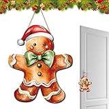 Decoración navideña de pan de jengibre, bonito hombre de jengibre, decoración de porche al aire libre, divertido letrero de puerta delantera, decoración de puerta de vacaciones, decoración de porche