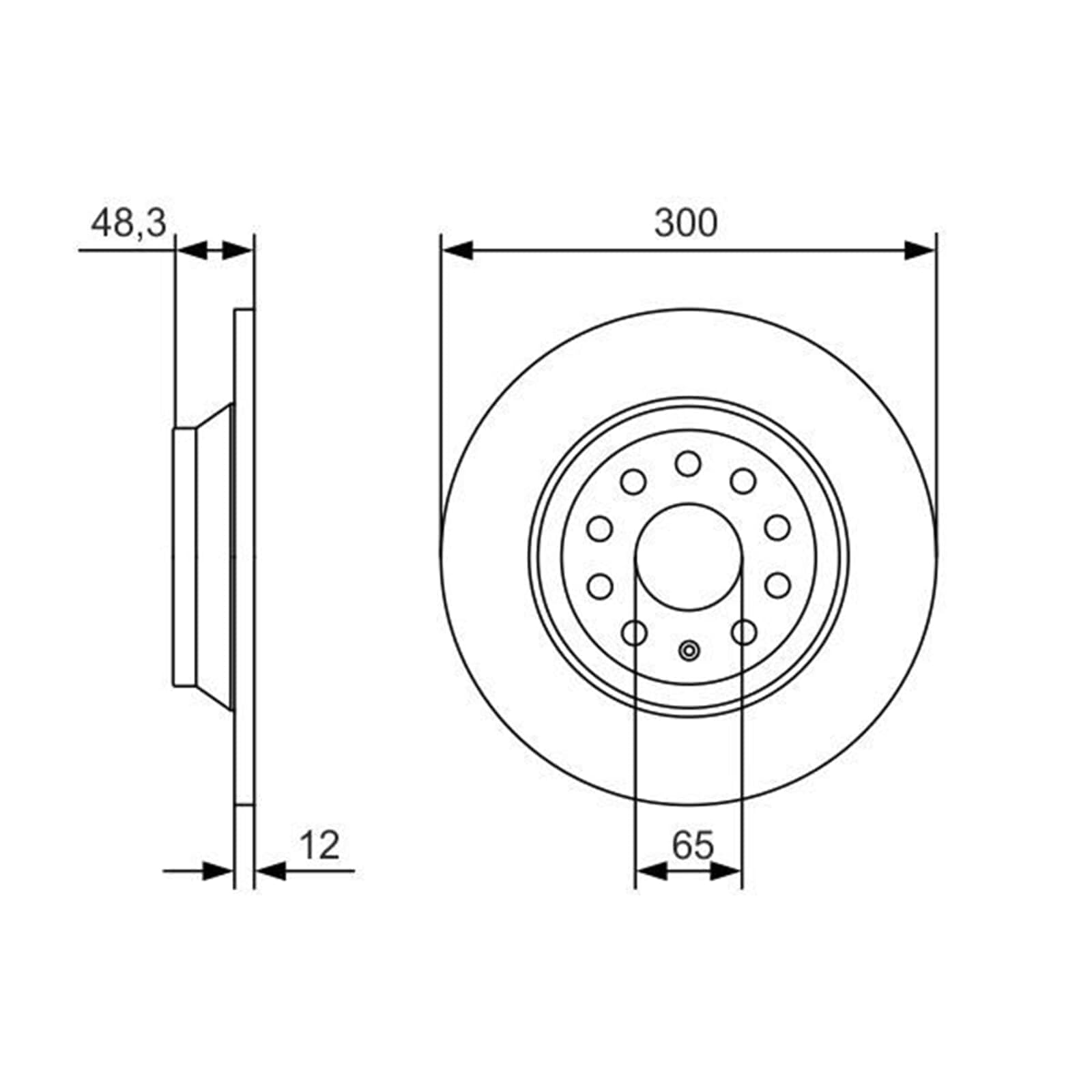 Bremsscheiben 300mm + Beläge hinten | 0 986 479 A84 + 0 986 494 658 passend für Golf 7 Passat B8