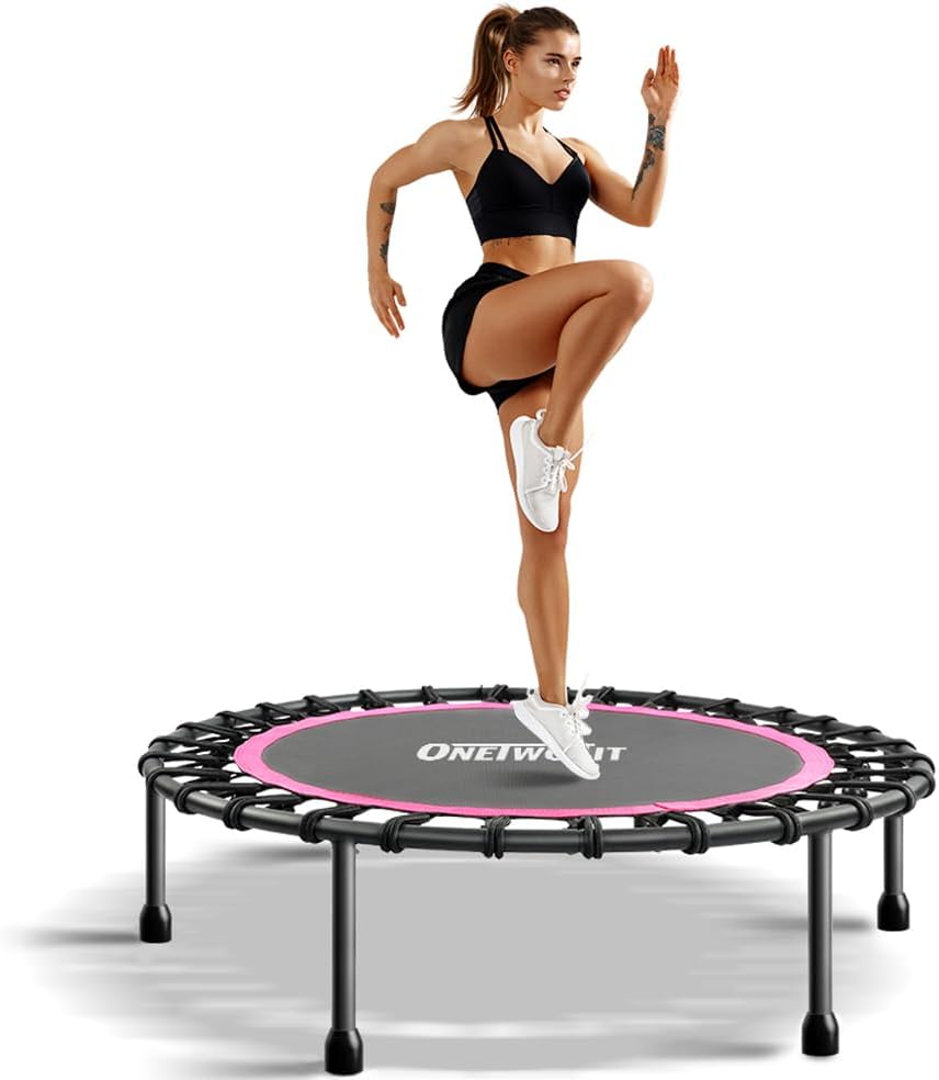 42"/45" Rebounder Trampoline for Adults, Silent Mini Trampoline Indoor Exercise Fitness Trampoline Bungee Rebounder