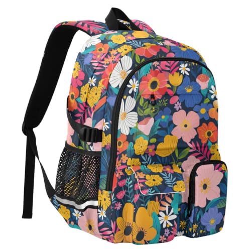 Mochila para libros escolares pesados y viajes con diseño ergonómico de margaritas 2