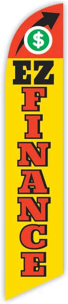 Ez Finance (Yellow) Advertising Feather Flag 12ft -- Replacement Flag Only (without Poleset)