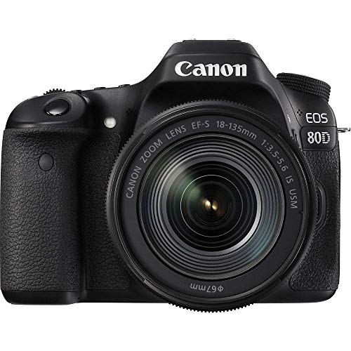 Canon Eos 80D Dslr Camera With 18-135Mm Lens (1263C006) + 64Gb Memory Card + Case + Corel Photo Software + Lpe6 Battery + External Charger + Card Reader + Hdmi Cable + Cleaning Set + More (Renewed) #TOP2