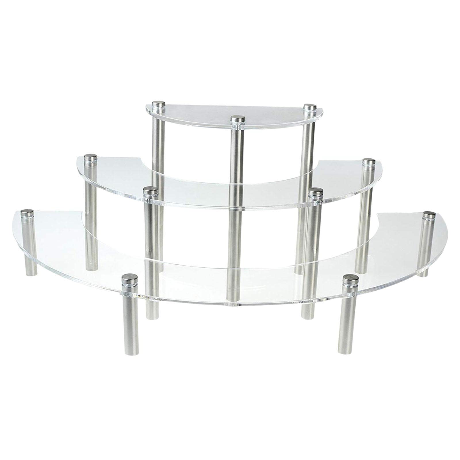 Acryl Display Stand Figurenregal Sammlerregal Cupcake Treppenregal mit Metallbeinen Stabil Abnehmbar für Desserttisch Sammlerstücke Heimdekoration, klar