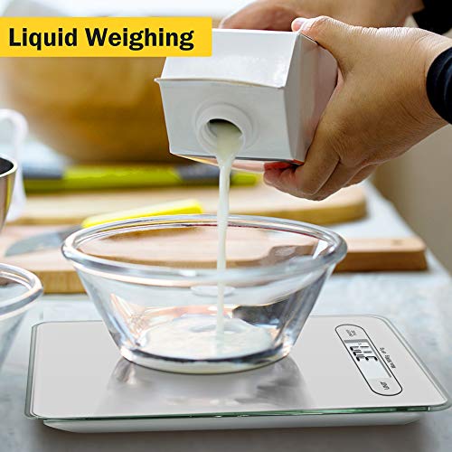 Bamoer Digital Kitchen Scales LCD Display Food Scale with Tempered Glass Cooking and Baking Electric Food Weighing Scales 5kg/ 11lb Accurate Kitchen Scale - Thumbnail 4