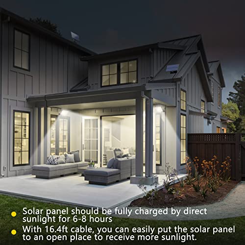 Nacinic Solar Motion Sensor Lights Outdoor Waterproof With 400 Bright Led, Remote, Separate Panel, 16.4Ft Cable, Dusk To Dawn Lighting, Security Solar Flood Light For Outside Porch Yard Shed Wall #TOP1