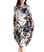 ELLAZHU Women Spring Cotton&Linen Bohemia Print Midi Dress Onesize SZ273 Brown
