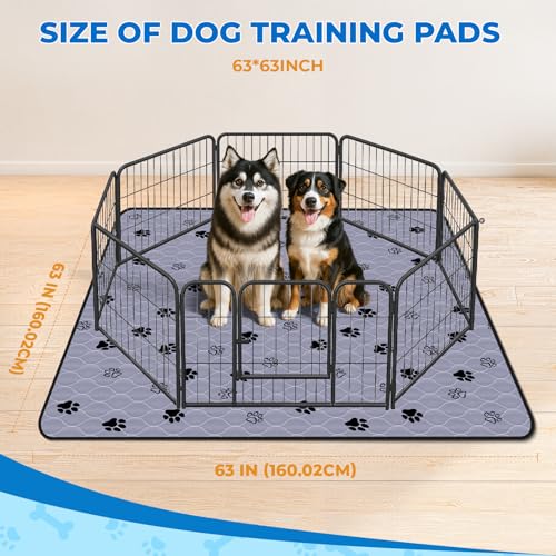 Image of Fostanfly Non-Slip Washable Pee Pads for Dogs, 2 Pack Large 63 inchx63 inch Ultra-Absorbent and Leak-Proof Reusable Potty Training Pads for Dogs and Cats Puppy Pads
