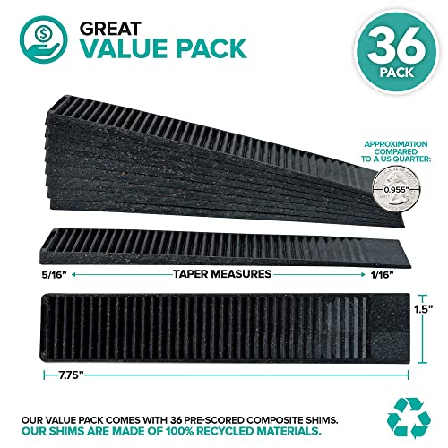 Image of Composite Shims (36 Pack) - Hard Composite Shims for Home Improvement - Never Rot for Leveling - Restaurant Table Levelers - Table Wedges - Toilet Levelers - DIY Furniture Levelers