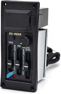 Acoustic Pickup 3 Band Right Hand EQ-505R Acoustic Guitar EQ Equalizer Preamp Amplifier Guitar Pickup with 6.5MM Output Black Guitar Part