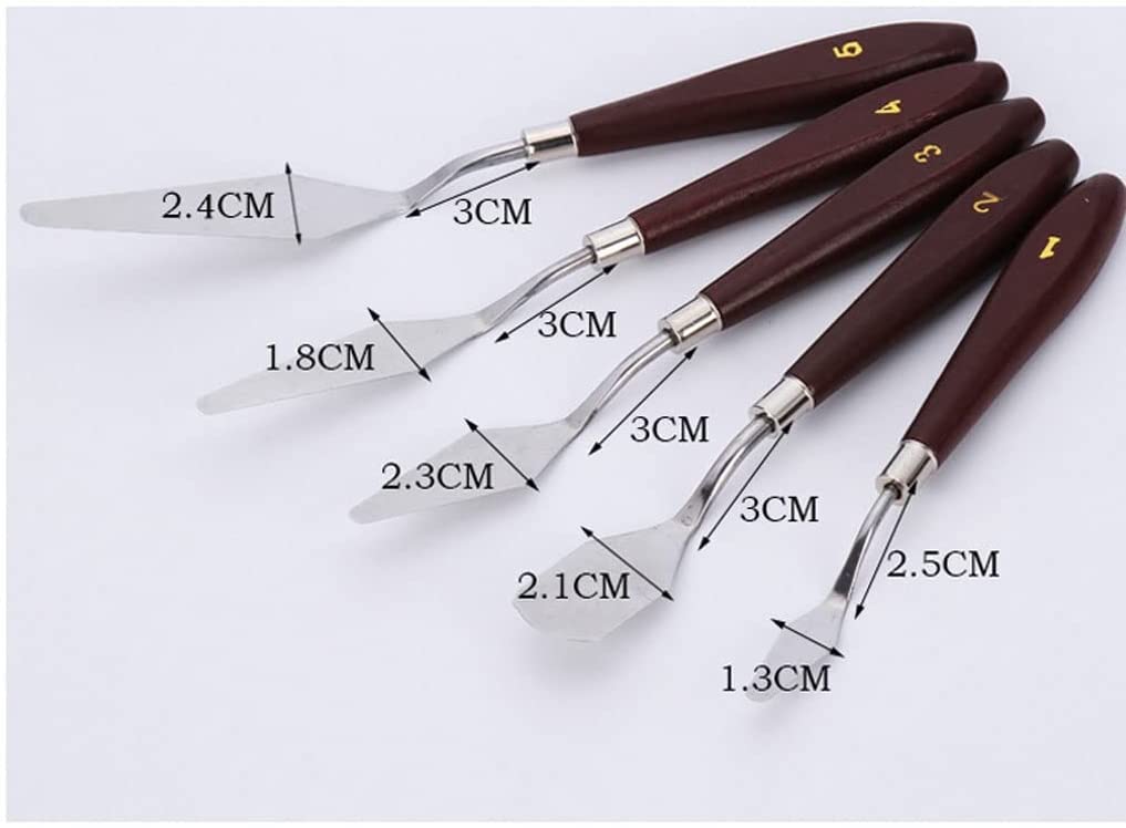 5 pezzi/set manico in legno coltello per pittura a olio artista professionista disegno colori acrilici tavolozza raschietto pala strumento artistico decorate
