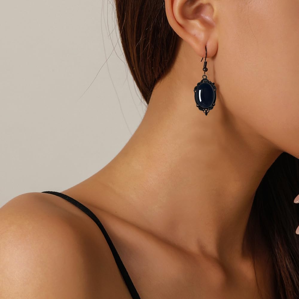 Gothic Vintage Black Red Purple Blue Crystal Cameo Dangle Earring for Women Goth Stardust Satan Demon Crystal Drop Earring Dark Punk Witch Halloween jewelry - Image 2