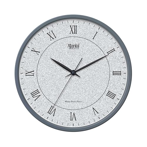 Image of Ajanta Home Decor Series 10007 Wall Clock - 32cm Truly Grey Modern Design - Real Silent Sweep Movement - Non-Ticking & Accurate- Protective Doom Glass - Ideal for Living Room & Office