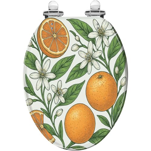 Elongated Toilet Seat Vintage Retro Style Resin Toilet Seat Quietly Close Quick Release Hinges with Cover Bumpers Decorative Easy to Install Clean