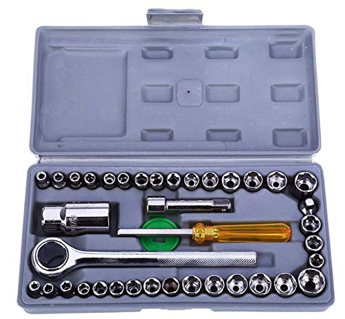 MACMILLAN AQUAFRESH Plastic Automobile Motorcycle Repair Precision Socket Wrench Tool Case (Black) -Set of 40 Pieces