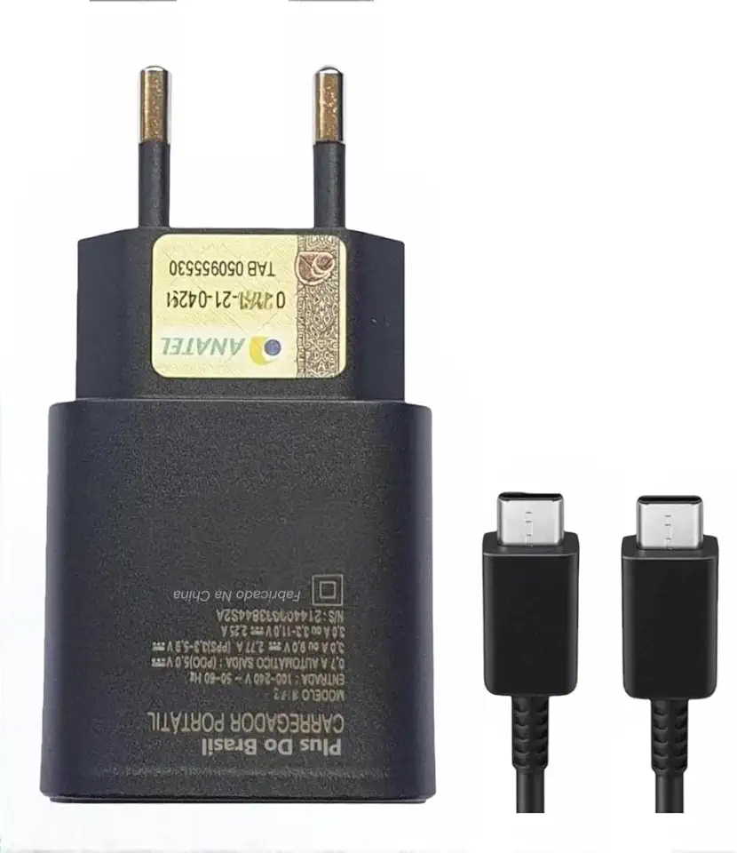 Plus Do Brasil Carregador Super Rápido 25w Para Samsung Galaxy S25 S24 S23 S21 S20 Fe Plus Ultra Tablet Super Fast Turbo Cabo Usb C Power Delivery Pd 3.0 Anatel