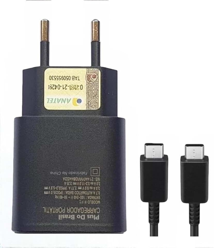 Plus Do Brasil Carregador Super Rápido 25w Para Samsung Galaxy S25 S24 S23 S21 S20 Fe Plus Ultra Tablet Super Fast Turbo Cabo Usb C Power Delivery Pd 3.0 Anatel
