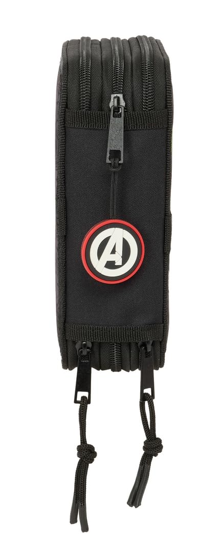 safta AVENGERS VENDETTA - Astuccio scuola con 37 utili inclusi, astuccio per bambini, ideale per bambini dai 5 ai 14 anni, comodo e versatile, qualità e resistenza, 12,5 x 5,5 x 19,5 cm, Nero, M,