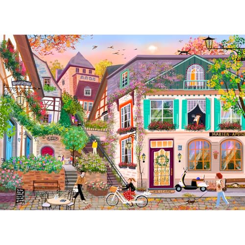 HUADADA Jigsaw Puzzles for Adults 1000 Piece Challenging Game Toys, 1000 Piece Jigsaw Puzzles for Adults Family Decoration Jigsaw 1000-Sunset in the Alley