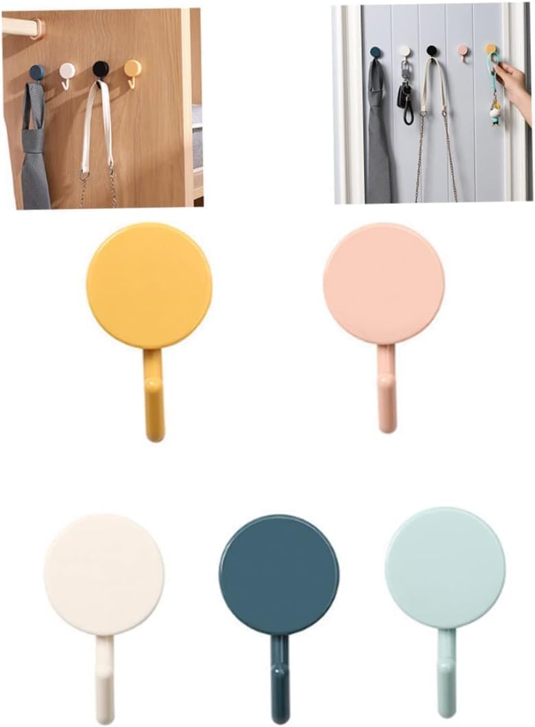 Txuolin 5Pcs Self Adhesive, Cute Wall Hooks, Decorative Wall Hook, Towel Hooks, Home Storage Hook，Key Holder for Bathroom Office Closet Self Adhesive Hook Flatware and Utensil Storage（Colorful）