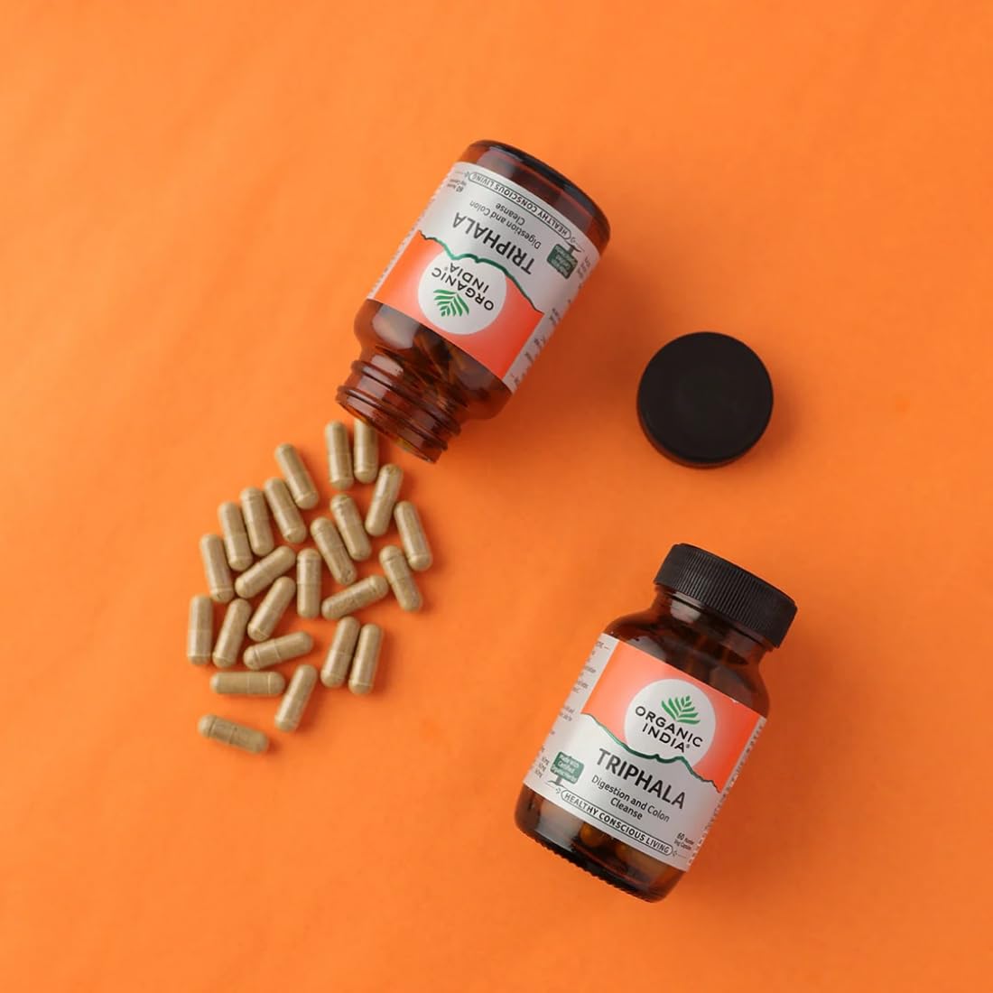A TATA Product - Organic India Triphala Capsules - 60 Caps (Pack of 2), Supports Immune System, Colon & Digestion, Balanced Bowel & Gut Health, Contains Bioactives and Antioxidants