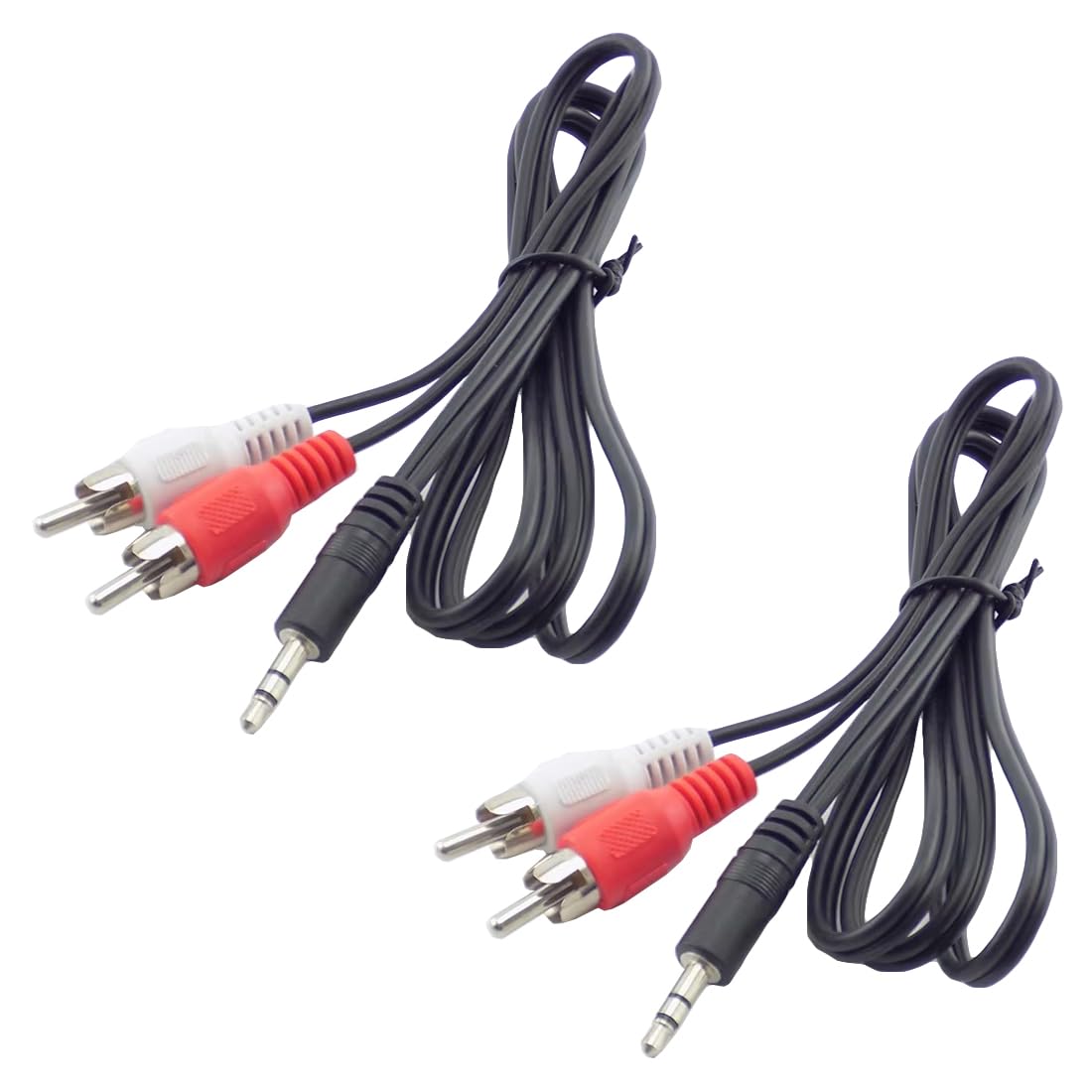 RecDec 2 Pack 3.5mm to RCA Cable RCA to 3.5mm AUX Cable 5Ft 1/8'' Male TRS Stereo Jack to 2RCA Connector Plugs Adapter Audio Cables for Amplifier