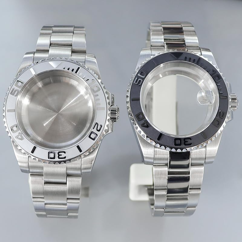 Men's 40mm Stainless Steel Diving Watch Case with Black Bezel for NH35/36 Miyota 8215 2824 Movement Custom Modding