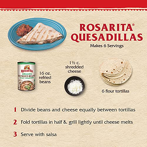 Image of Rosarita Organic Refried Beans, Canned Beans, 16 oz., 8-ct
