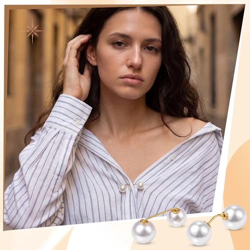 Image of WILLBOND 6 Pcs Artificial Pearl Brooch Pins Sweater Shawl Safety Clips Dress Clips for Women
