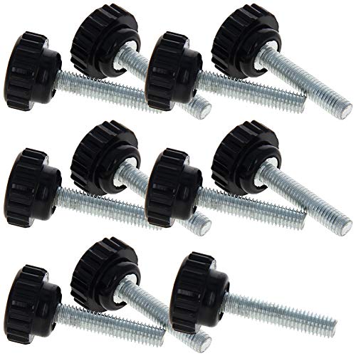 Image of Othmro M6x20mm Male Thread Thumb Screw Knobs 11pcs, Length 30mm Threaded Knurled Clamping Grip Thumb Screw on Type Round Head Clamping Thread Knobs Black
