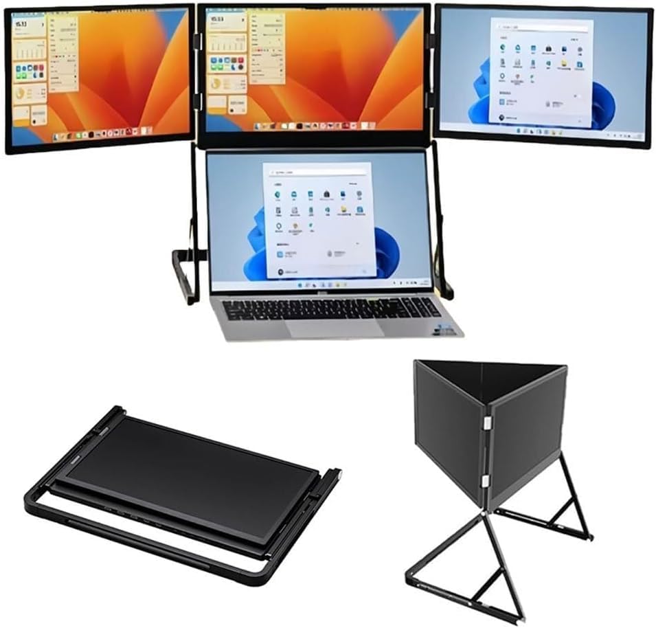 15.6" Triple Screen Extender for Laptop, FHD 1080P IPS Portable Monitor with USB-C and HDMI, Single Cable Connection, Plug and Play, Compatible with Mac, Windows-image-43