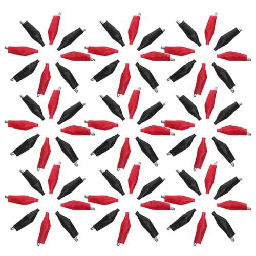 HAMPPLIES 48 Piezas Pinzas Cocodrilo Aisladas Negro y Rojo Pinzas de Prueba Eléctricas con Cubierta Protectora para Conexiones Seguras Clips Jumper Resistentes para Proyectos DIY y Pruebas