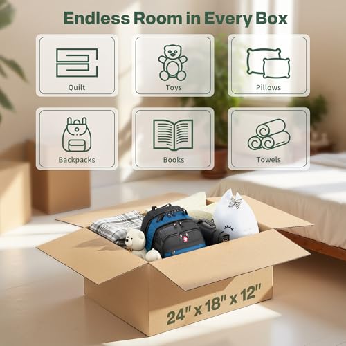 Image of 24x18x12 Shipping Boxes Large Moving Boxes, 25 Packs Corrugated Cardboard Boxes Shipping Box for Business Packaging Box