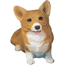 Sandicast Original Size Red Pembroke Welsh Corgi Sculpture, Sitting