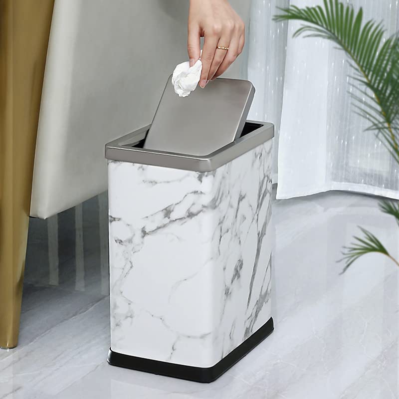 Miniatura 4 de JINYCOME Cubo de basura pequeño de 2.6 galones para oficina, baño, con tapa oscilante, cubo de basura para sala de estar, dormitorio, papelera