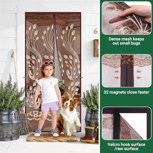 Image of HASTHIP Mosquito Mesh Screen Ventilated Door Partition 100x200cm | Self Closing Entry, Helps Block Mosquitoes, Mesh Fabric, No Drill Magnetic Screen Door for Room Doors, Balconies and Patios