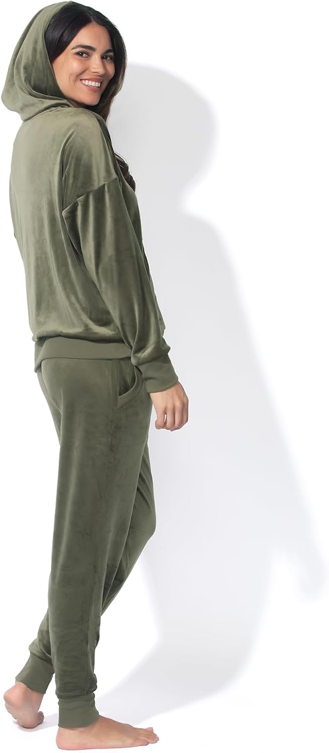Felina - Womens Velour Zip Hoodie and Jogger Set Soft 2-Piece Tracksuit Lounge Set - Image 3