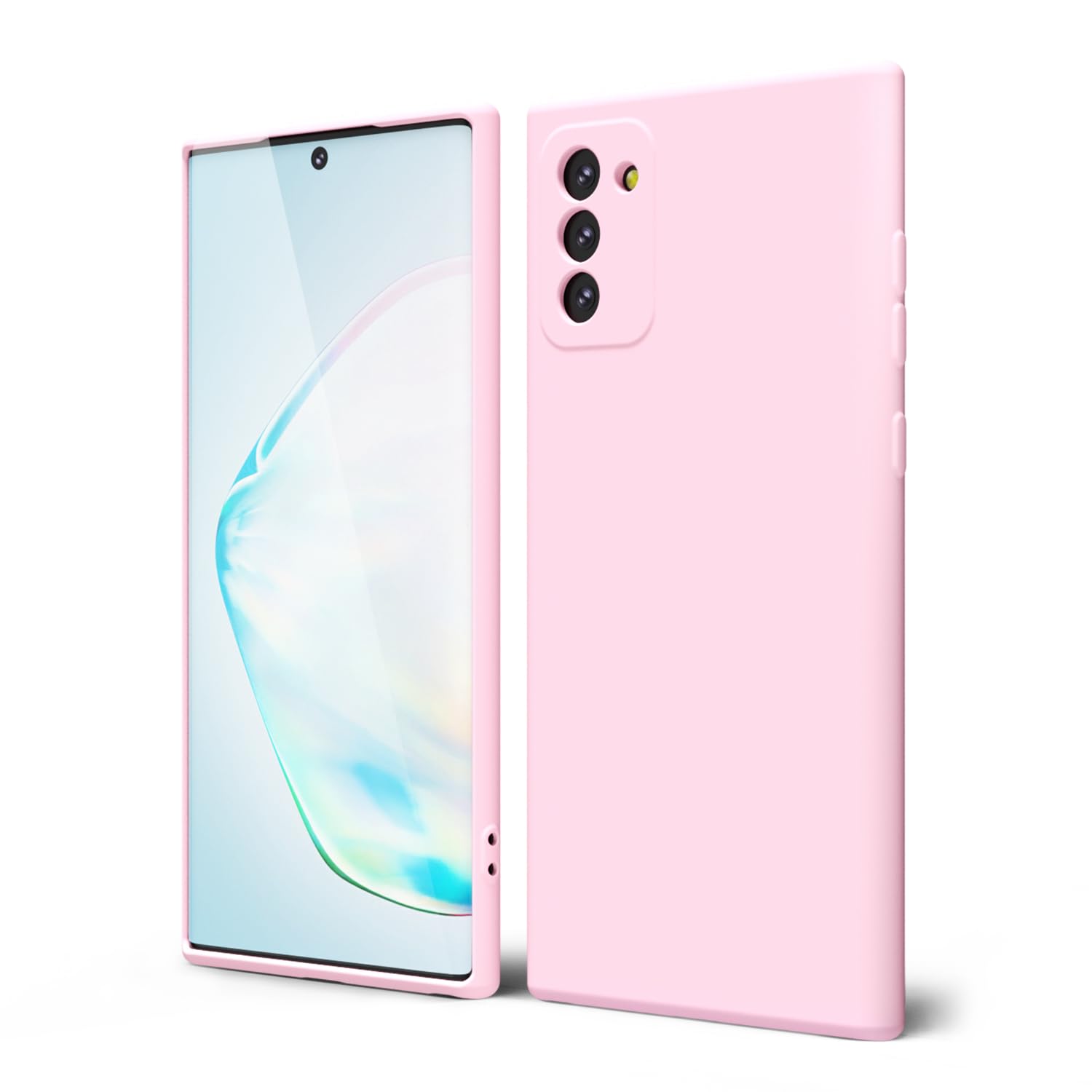 oakxco for Samsung Galaxy Note 10 Phone Case Liquid Silicone Grip, Cute Thin Slim Soft Rubber TPU Plain Smooth Gel Cover for Women Girl Aesthetic, Matte Solid Protective & Shockproof, Rose Light Pink