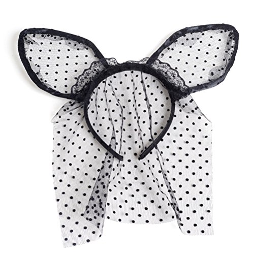BESTOYARD Halloween Headband Cat Ears Headband with Veil Halloween Masquerade Party Fancy Dress Costume for Cosplay (Black) - Image 2