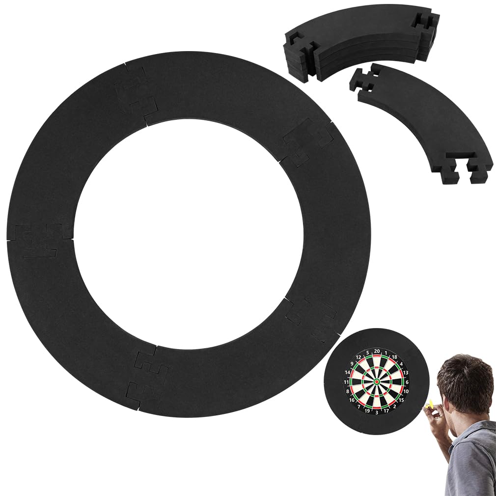 Standard 45cm Dart Board Surround Ring Snug Fit 25mm Thick EVA Catch Stray Darts Dartboard Surround Backboard Wall Protecter Save Holes Dart Tips Along with Dart Board Light Stand Darts Accessory