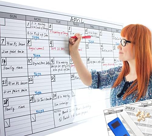 Amazon Com Dry Erase Monthly Laminated Jumbo Whiteboard Calendar 25 By 38 Erasable Family Schedule Planner Office Products