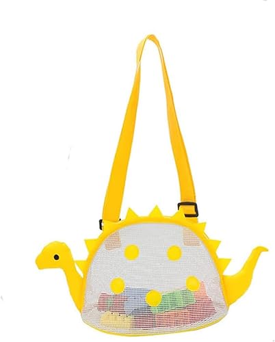 Miniatura 10 de Bolsa de playa de malla para juguetes de playa, bolsa de recolección de conchas para niños, bolsa de juguetes de playa de dinosaurio para sostener
