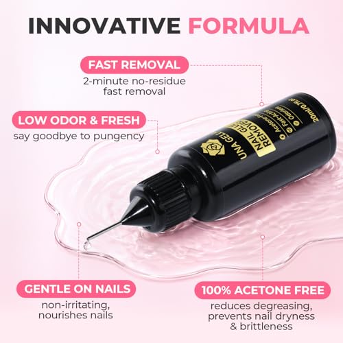 Image of UNA GELLA 15g Nail Glue for Press On Nails with 20ml Nail Glue Remover Kit | Quick Dry Semi Solid Glue, No U V Lamp Needed, Non-Acetone Gentle Remover, Strong Hold Nail Tips Glue Gel, for DIY Manicure
