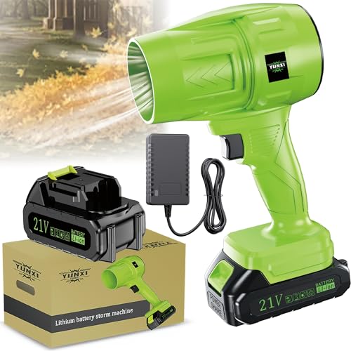 Handheld cordless portable storm enginer, equipped with battery and fast charger, powerful turbo, jet, car dryer, handheld snow blower (Battery * 1+practical accessories, Plastic, trumpet)