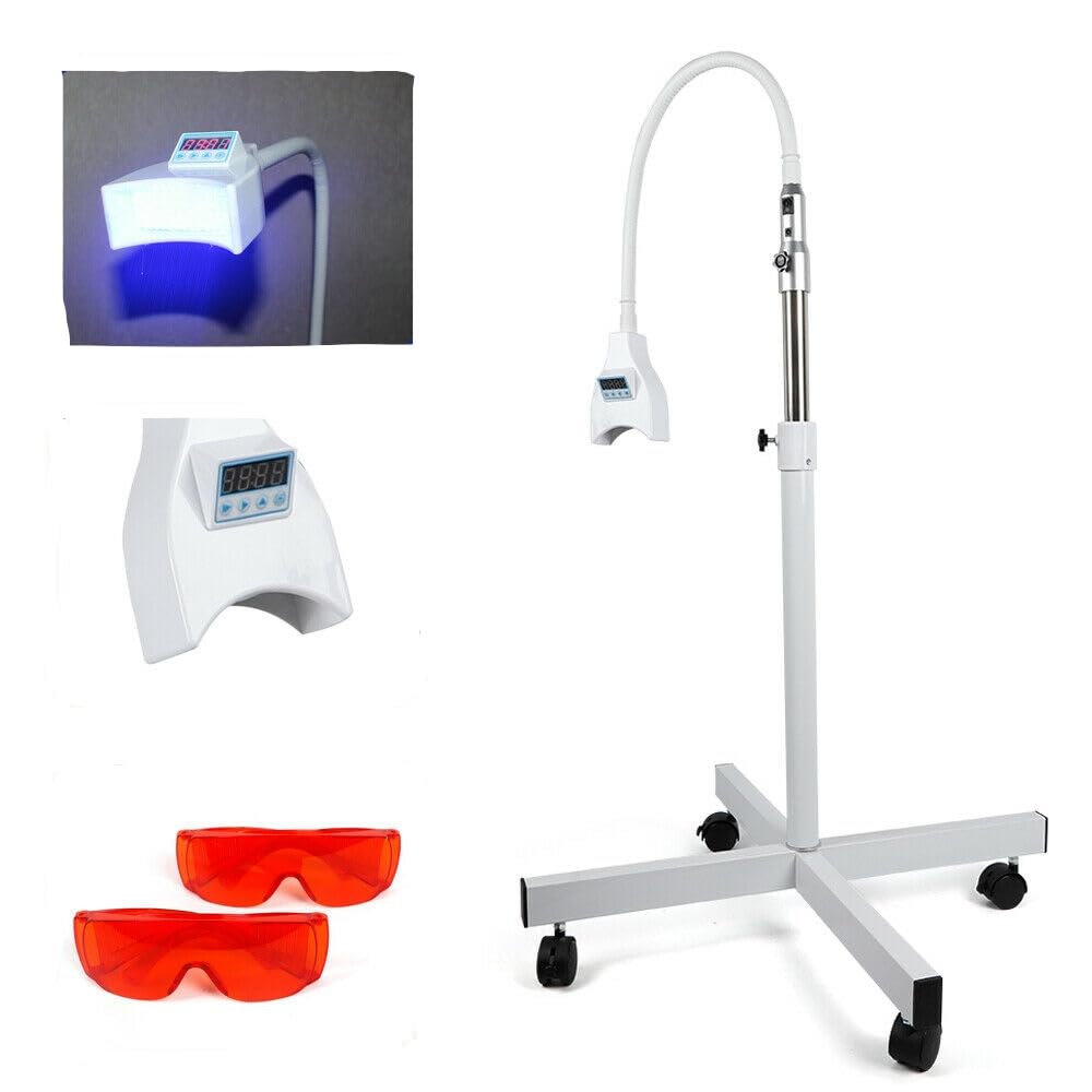 Bleaching Zähne, 21W 9000mcd Lichtintensität Dental Teeth Whitening Bleaching Lampe LED-Verjüngungs-Technologie, Zahnbleaching Set 465-470nm Wellenlänge Zahnarzt Instrumente 3fache Vergrößerung