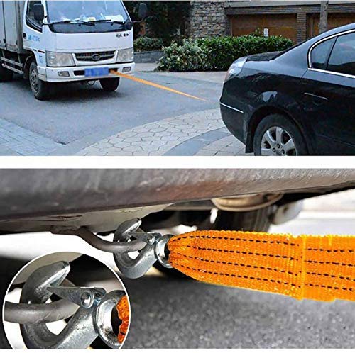 Image of WolkomHome Heavy Duty Nylon Cable Straps Towing Rope with Self-Locking Hooks Yellow 3 Ton 2.65M for Maruti Wagon R 2017