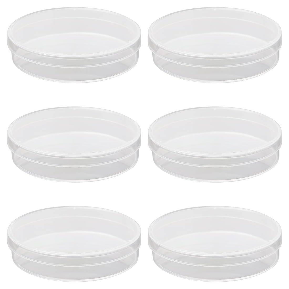 6 Pezzi Plastica Petri piatto, Plastica Petri Piatto con Coperchio Sterile, Plastica di Petri con Coperchio, Piastre di Petri Trasparente, Per Laboratorio Esperimento Biologia Studi