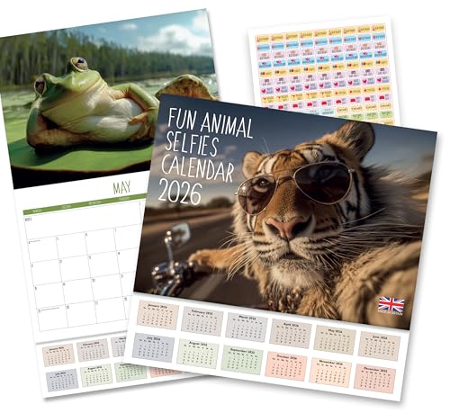 Calendar 2026 Uk - Animal Selfies 2026 Calendar UK. One Month to View. A3 when open. Wall Calendar 2026 by Absolutely Yours.